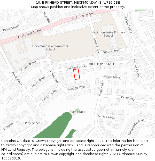 10, BIRKHEAD STREET, HECKMONDWIKE, WF16 0BE: Location map and indicative extent of plot