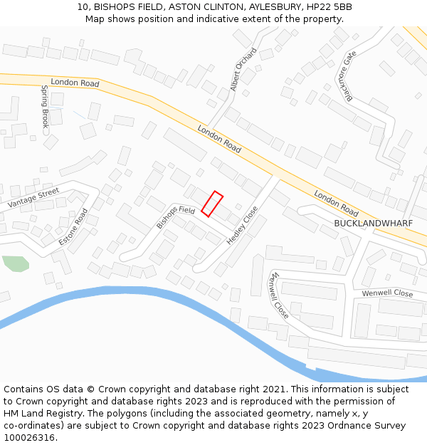 10, BISHOPS FIELD, ASTON CLINTON, AYLESBURY, HP22 5BB: Location map and indicative extent of plot