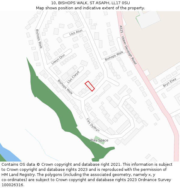 10, BISHOPS WALK, ST ASAPH, LL17 0SU: Location map and indicative extent of plot