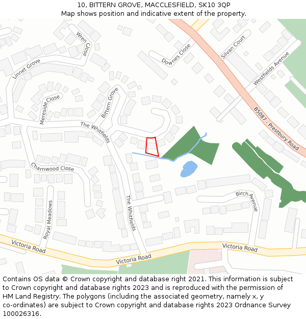 10, BITTERN GROVE, MACCLESFIELD, SK10 3QP: Location map and indicative extent of plot