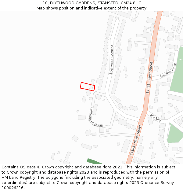 10, BLYTHWOOD GARDENS, STANSTED, CM24 8HG: Location map and indicative extent of plot