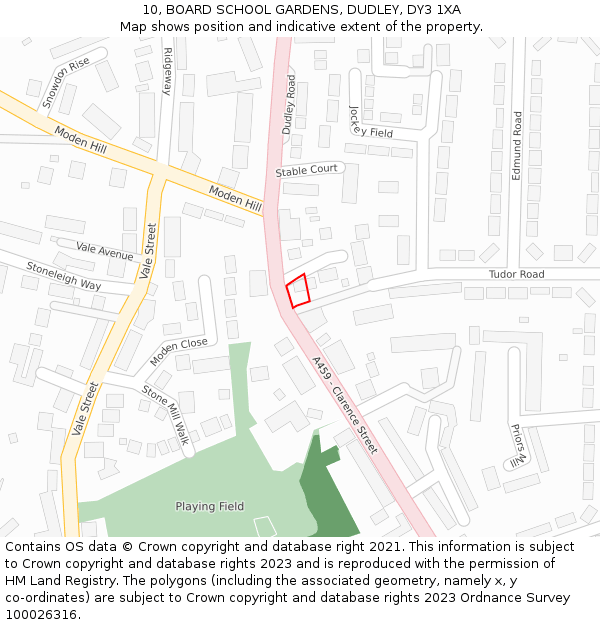 10, BOARD SCHOOL GARDENS, DUDLEY, DY3 1XA: Location map and indicative extent of plot