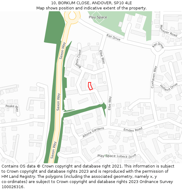 10, BORKUM CLOSE, ANDOVER, SP10 4LE: Location map and indicative extent of plot