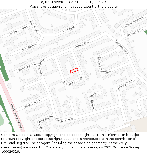 10, BOULSWORTH AVENUE, HULL, HU6 7DZ: Location map and indicative extent of plot
