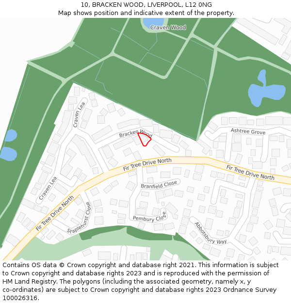 10, BRACKEN WOOD, LIVERPOOL, L12 0NG: Location map and indicative extent of plot