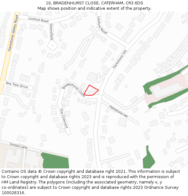 10, BRADENHURST CLOSE, CATERHAM, CR3 6DS: Location map and indicative extent of plot