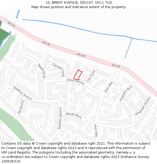 10, BRENT AVENUE, DIDCOT, OX11 7UD: Location map and indicative extent of plot