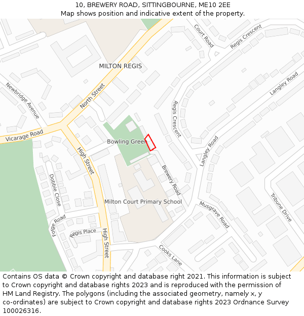 10, BREWERY ROAD, SITTINGBOURNE, ME10 2EE: Location map and indicative extent of plot