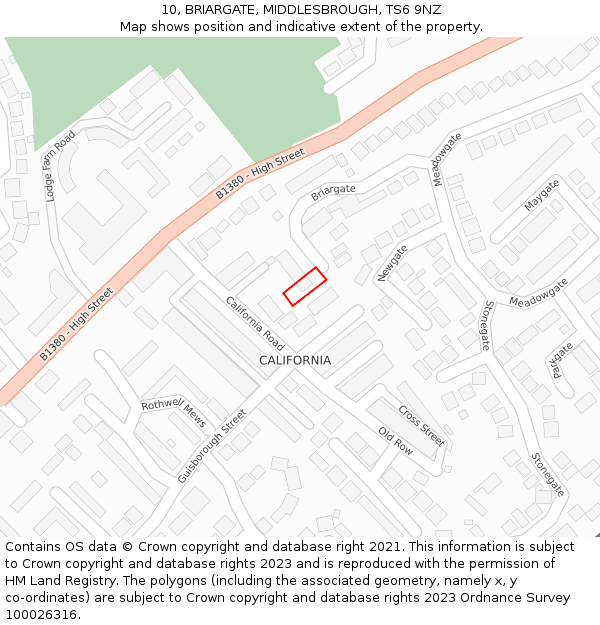 10, BRIARGATE, MIDDLESBROUGH, TS6 9NZ: Location map and indicative extent of plot