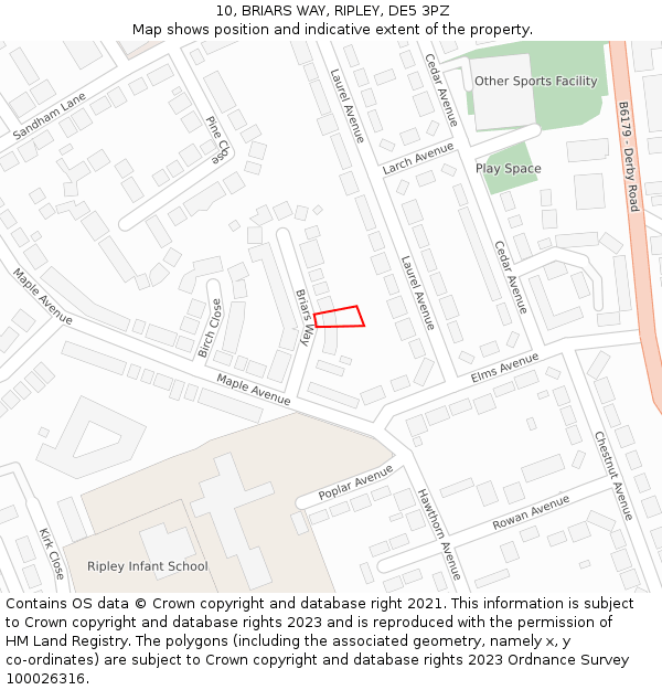 10, BRIARS WAY, RIPLEY, DE5 3PZ: Location map and indicative extent of plot