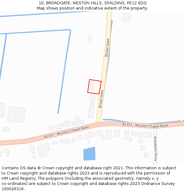 10, BROADGATE, WESTON HILLS, SPALDING, PE12 6DQ: Location map and indicative extent of plot