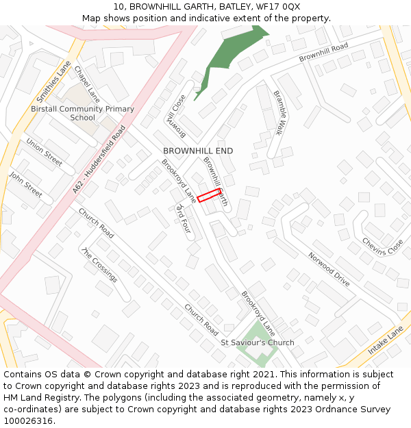 10, BROWNHILL GARTH, BATLEY, WF17 0QX: Location map and indicative extent of plot