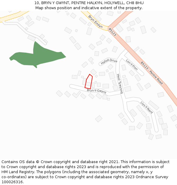 10, BRYN Y GWYNT, PENTRE HALKYN, HOLYWELL, CH8 8HU: Location map and indicative extent of plot