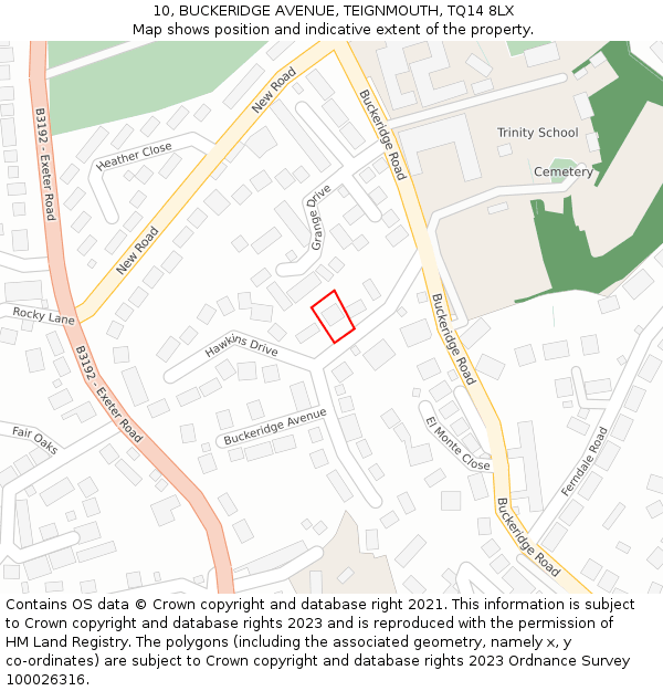 10, BUCKERIDGE AVENUE, TEIGNMOUTH, TQ14 8LX: Location map and indicative extent of plot