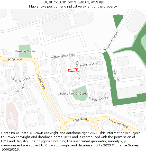 10, BUCKLAND DRIVE, WIGAN, WN5 0JR: Location map and indicative extent of plot