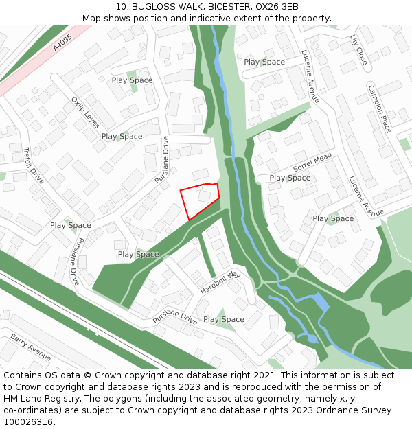 10, BUGLOSS WALK, BICESTER, OX26 3EB: Location map and indicative extent of plot