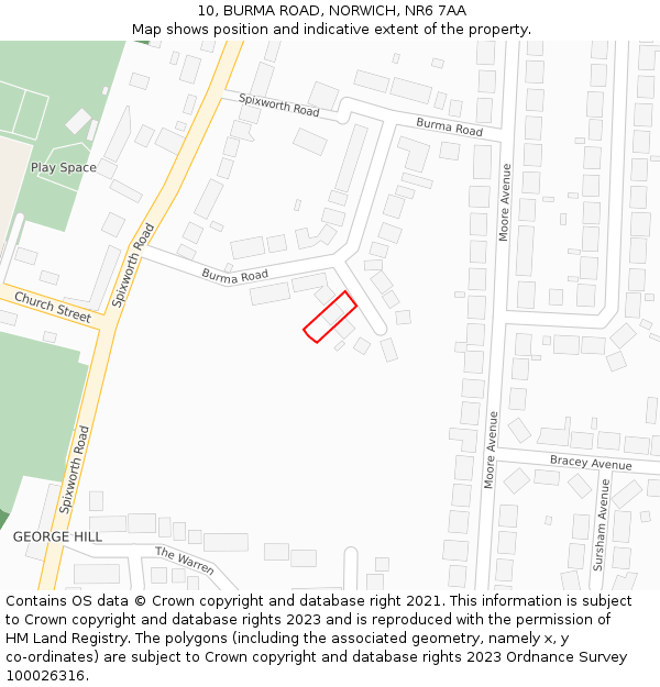 10, BURMA ROAD, NORWICH, NR6 7AA: Location map and indicative extent of plot
