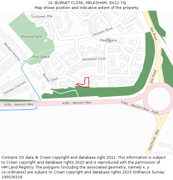 10, BURNET CLOSE, MELKSHAM, SN12 7SJ: Location map and indicative extent of plot