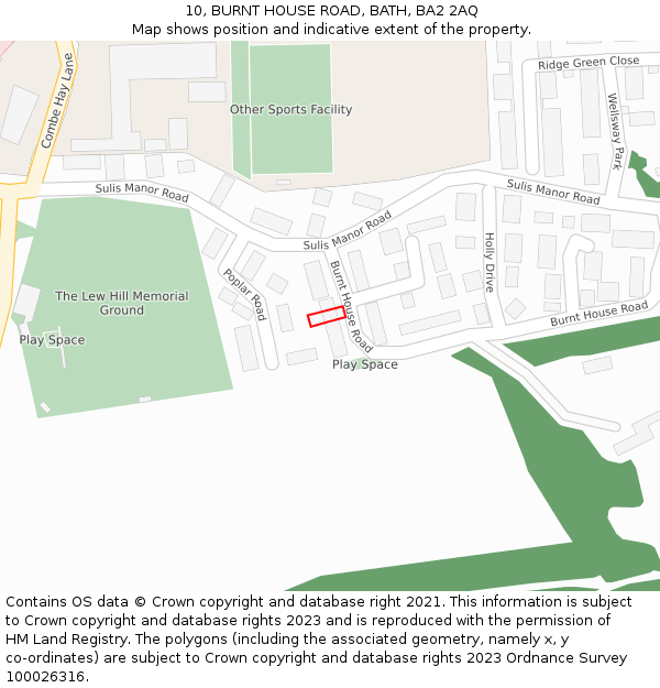 10, BURNT HOUSE ROAD, BATH, BA2 2AQ: Location map and indicative extent of plot