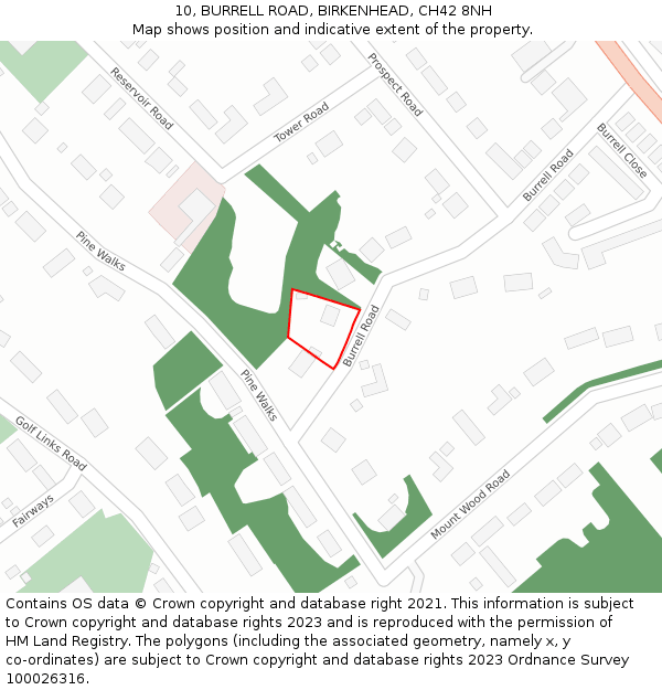 10, BURRELL ROAD, BIRKENHEAD, CH42 8NH: Location map and indicative extent of plot