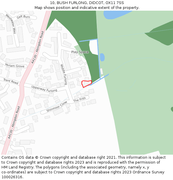 10, BUSH FURLONG, DIDCOT, OX11 7SS: Location map and indicative extent of plot