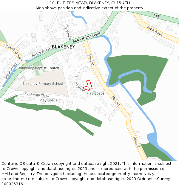 10, BUTLERS MEAD, BLAKENEY, GL15 4EH: Location map and indicative extent of plot