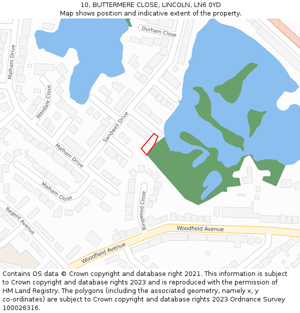 10, BUTTERMERE CLOSE, LINCOLN, LN6 0YD: Location map and indicative extent of plot