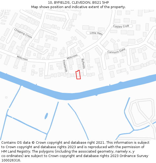 10, BYFIELDS, CLEVEDON, BS21 5HP: Location map and indicative extent of plot