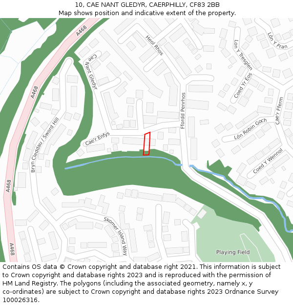 10, CAE NANT GLEDYR, CAERPHILLY, CF83 2BB: Location map and indicative extent of plot