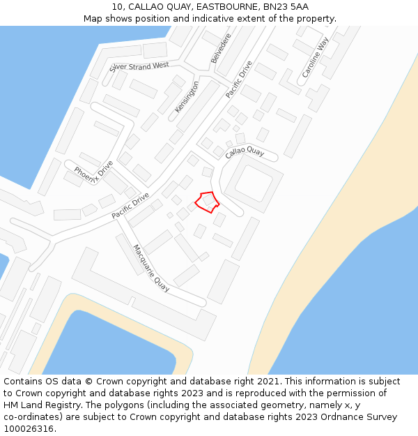 10, CALLAO QUAY, EASTBOURNE, BN23 5AA: Location map and indicative extent of plot