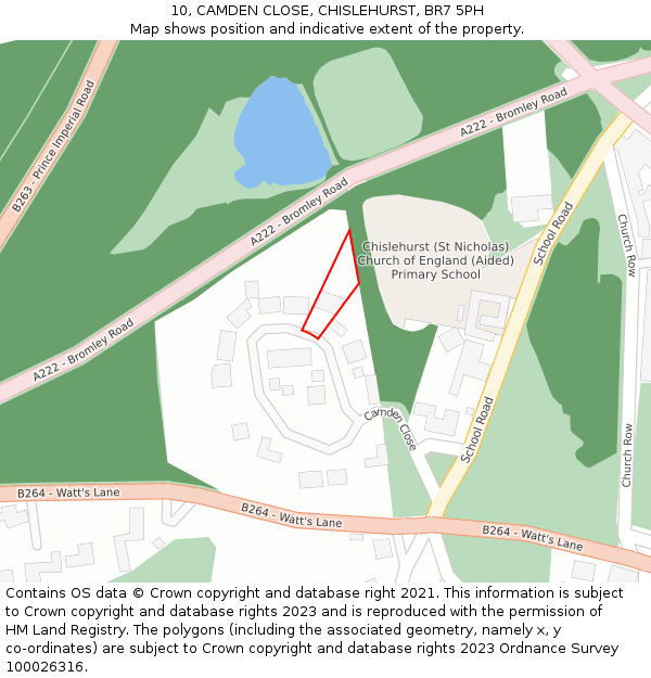 10, CAMDEN CLOSE, CHISLEHURST, BR7 5PH: Location map and indicative extent of plot