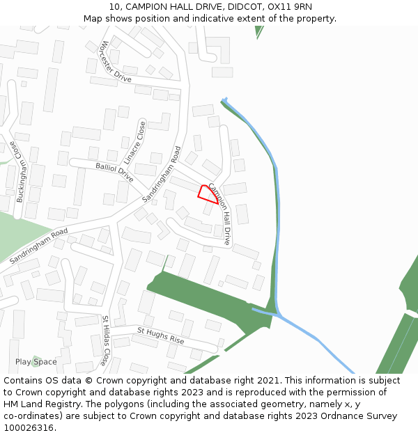 10, CAMPION HALL DRIVE, DIDCOT, OX11 9RN: Location map and indicative extent of plot