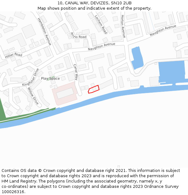 10, CANAL WAY, DEVIZES, SN10 2UB: Location map and indicative extent of plot