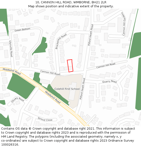 10, CANNON HILL ROAD, WIMBORNE, BH21 2LR: Location map and indicative extent of plot