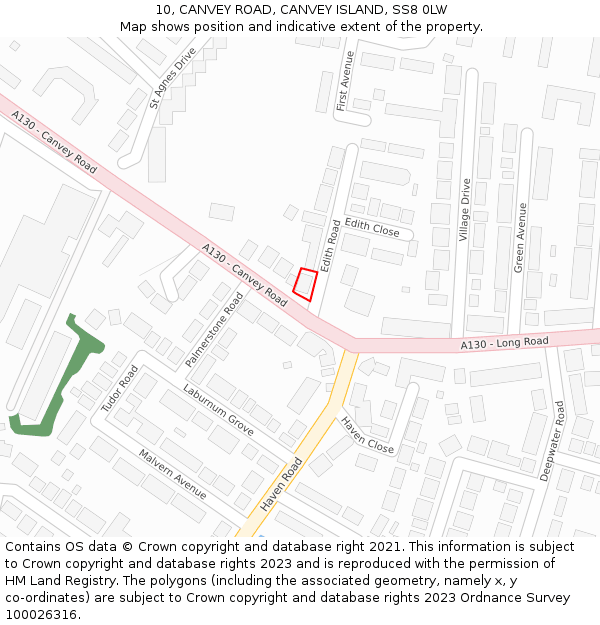 10, CANVEY ROAD, CANVEY ISLAND, SS8 0LW: Location map and indicative extent of plot