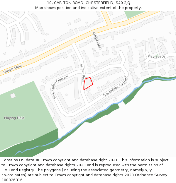 10, CARLTON ROAD, CHESTERFIELD, S40 2JQ: Location map and indicative extent of plot