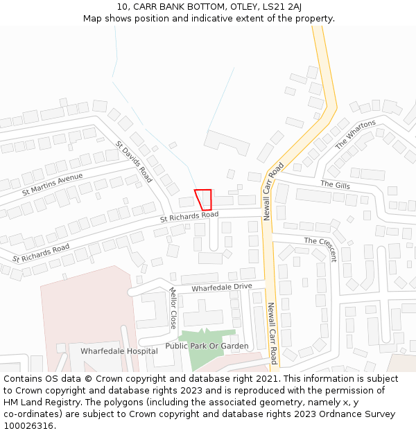 10, CARR BANK BOTTOM, OTLEY, LS21 2AJ: Location map and indicative extent of plot