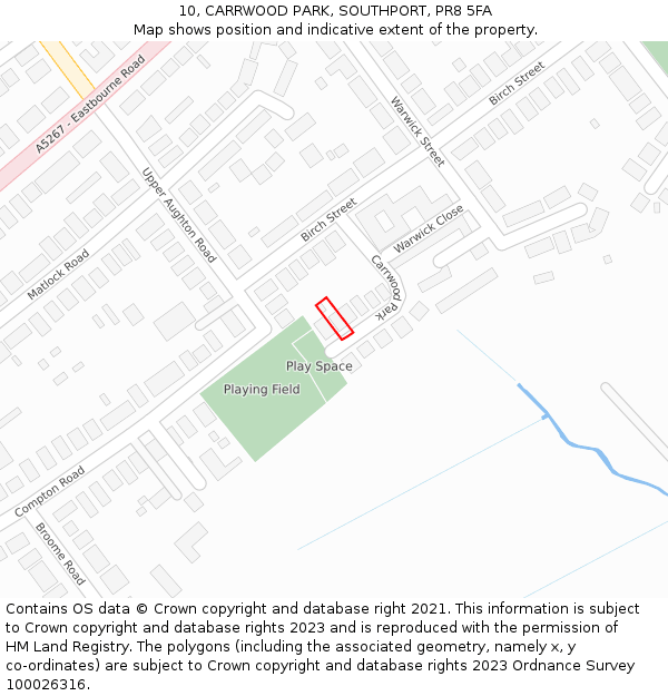 10, CARRWOOD PARK, SOUTHPORT, PR8 5FA: Location map and indicative extent of plot