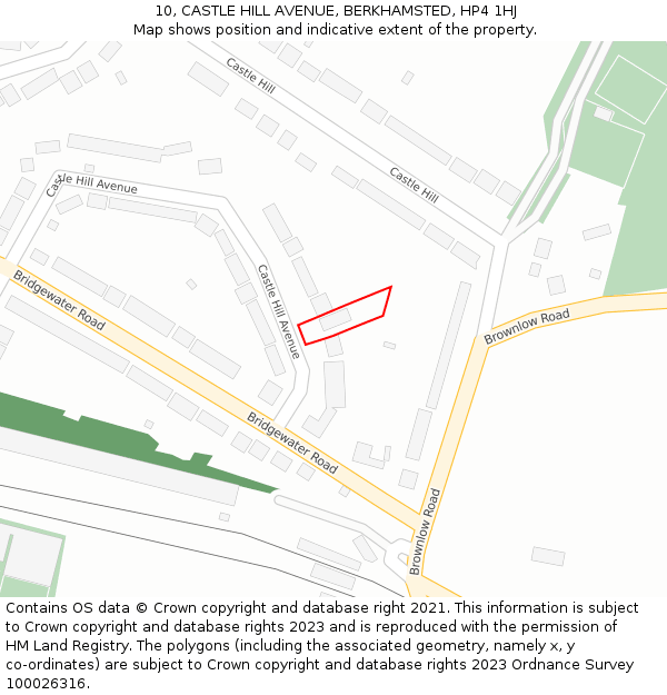 10, CASTLE HILL AVENUE, BERKHAMSTED, HP4 1HJ: Location map and indicative extent of plot