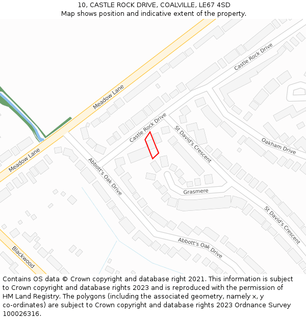 10, CASTLE ROCK DRIVE, COALVILLE, LE67 4SD: Location map and indicative extent of plot