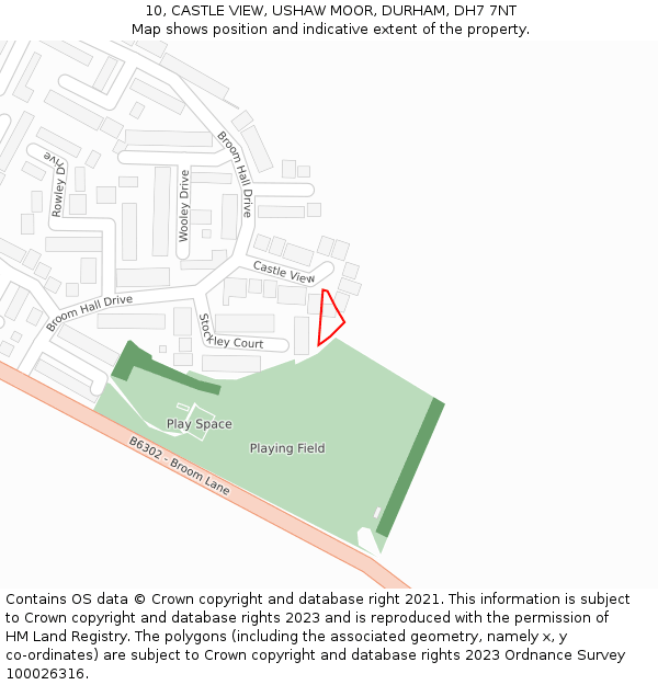 10, CASTLE VIEW, USHAW MOOR, DURHAM, DH7 7NT: Location map and indicative extent of plot