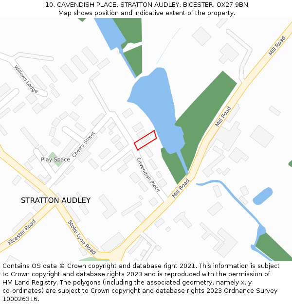 10, CAVENDISH PLACE, STRATTON AUDLEY, BICESTER, OX27 9BN: Location map and indicative extent of plot