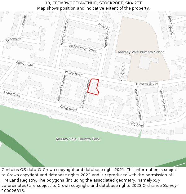 10, CEDARWOOD AVENUE, STOCKPORT, SK4 2BT: Location map and indicative extent of plot