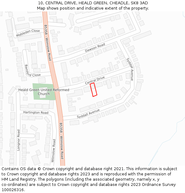 10, CENTRAL DRIVE, HEALD GREEN, CHEADLE, SK8 3AD: Location map and indicative extent of plot