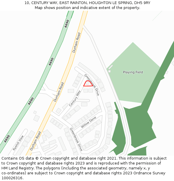 10, CENTURY WAY, EAST RAINTON, HOUGHTON LE SPRING, DH5 9RY: Location map and indicative extent of plot