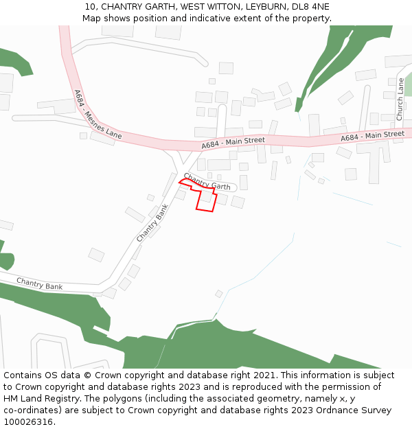 10, CHANTRY GARTH, WEST WITTON, LEYBURN, DL8 4NE: Location map and indicative extent of plot