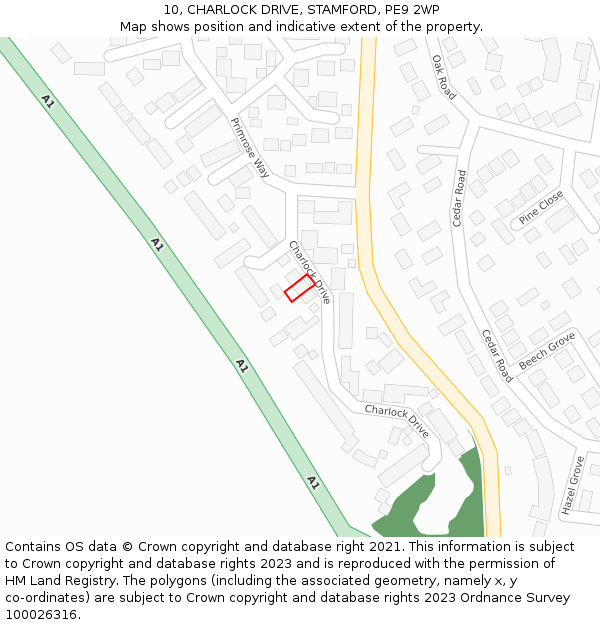 10, CHARLOCK DRIVE, STAMFORD, PE9 2WP: Location map and indicative extent of plot