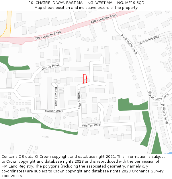 10, CHATFIELD WAY, EAST MALLING, WEST MALLING, ME19 6QD: Location map and indicative extent of plot