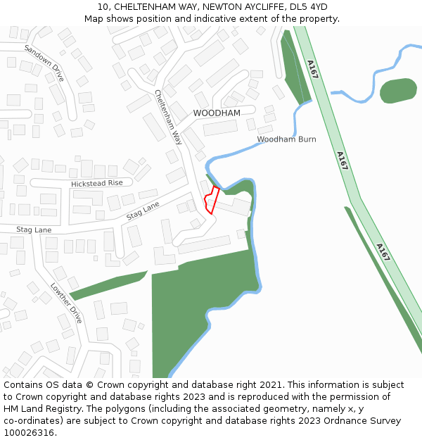 10, CHELTENHAM WAY, NEWTON AYCLIFFE, DL5 4YD: Location map and indicative extent of plot