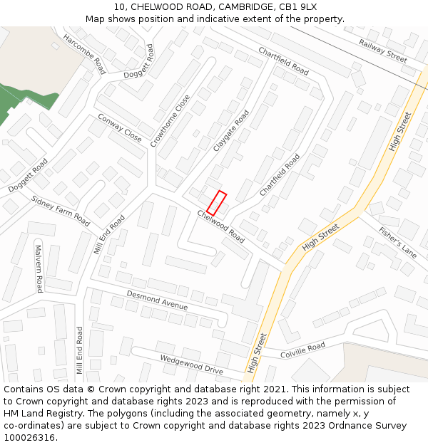 10, CHELWOOD ROAD, CAMBRIDGE, CB1 9LX: Location map and indicative extent of plot